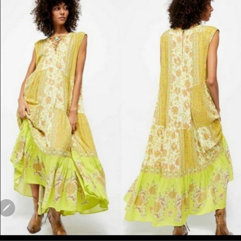 ***1 Sm Left***Free People Hanalei Bay Lace-Up Maxi Dress